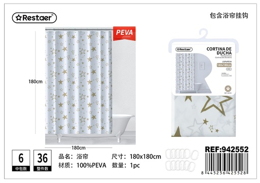 [942552] Cortina de ducha 180*180cm con estampado - Accesorios para baño