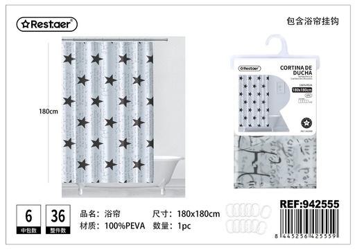 [942555] Cortina de ducha 180*180cm con estampado - Accesorios para baño