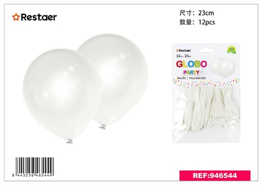 [946544] Globos blancos 12pcs 23cm para decoraciones de fiesta