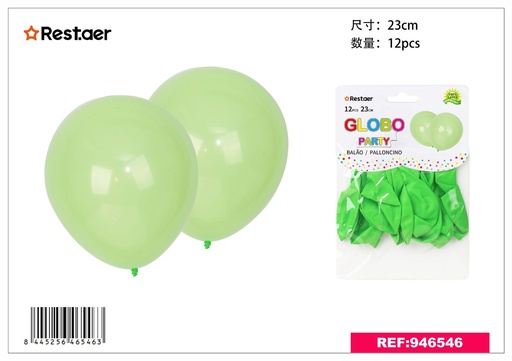 [946546] Globos de látex verde claro 12pcs 23cm para fiestas