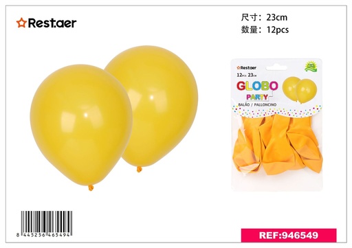 [946549] Globos amarillos 23cm 12pcs para fiestas y decoraciones