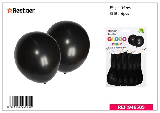 [946585] Globos negros perlados 6pcs para fiestas y decoraciones