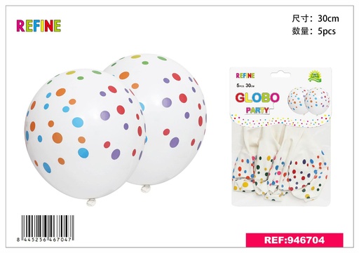 [946704] Globo de látex estampado 30cm 2.8g 5pcs para fiestas