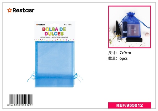 [955012] Bolsita multiusos de malla azul 7*9cm 6PCS - Artículos de regalo
