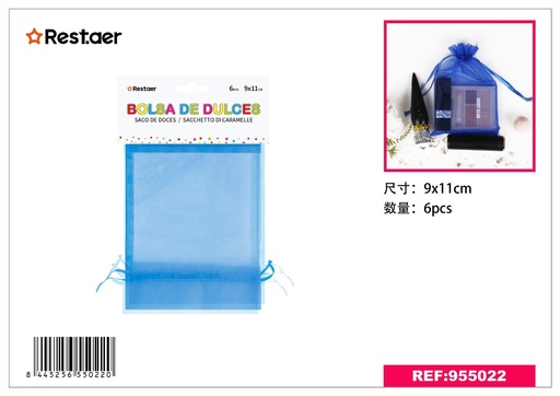 [955022] Bolsita multiusos 9x11 cm azul - Bolsas para chuches 6 pcs