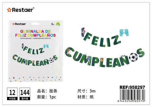 [958297] Guirnalda de fiesta feliz cumpleaños 3m - Decoraciones de fiesta