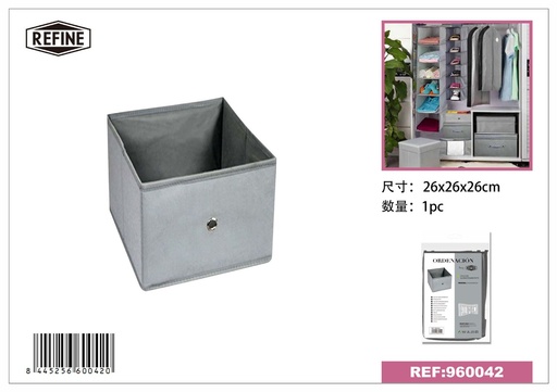 [960042] Caja de almacenamiento de tela 26x26x26cm gris