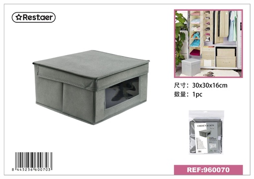 [960070] Caja de almacenamiento de tela gris 30x30x16 cm - Organización del hogar