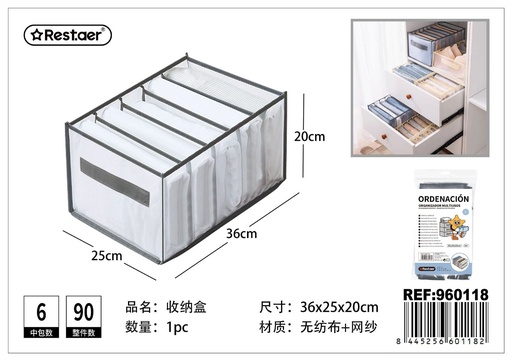 [960118] Organizador de ropa interior 5 compartimentos 36x25x20cm para armarios