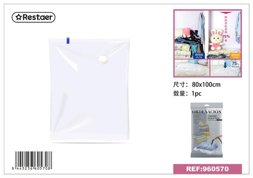 [960570] Bolsa aspiradora transparente 80x100cm para almacenamiento