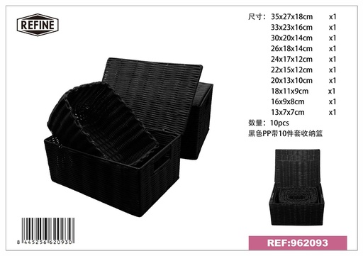 [962093] Cestas de almacenamiento 10pcs negro