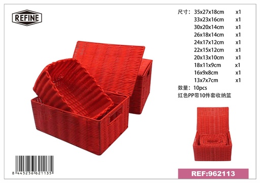 [962113] Cesta de almacenamiento 10PCS roja - Artículos del hogar