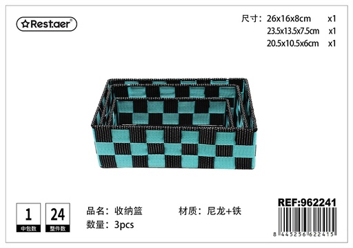 [962241] Cesta de almacenamiento 3 pcs negra-azul - Artículos de organización