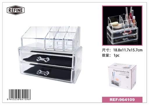 [964109] Organizador de cosméticos transparente 18.8x11.7x15.7cm para maquillaje