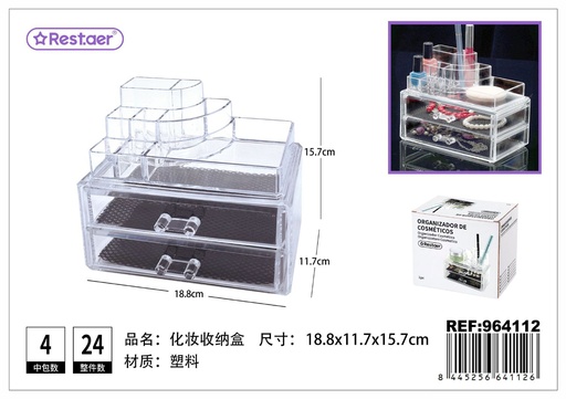 [964112] Organizador de cosméticos 18.8x11.7x15.7 cm transparente - Accesorios de belleza