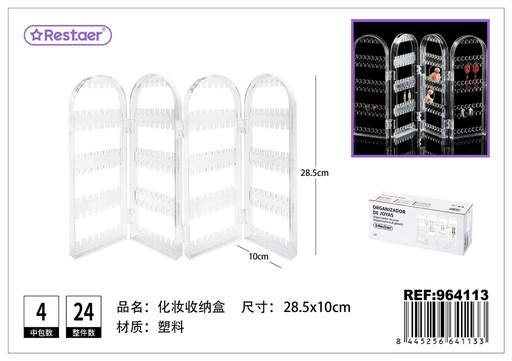 [964113] Organizador de pendientes 28.5x10cm transparente - Accesorios de belleza