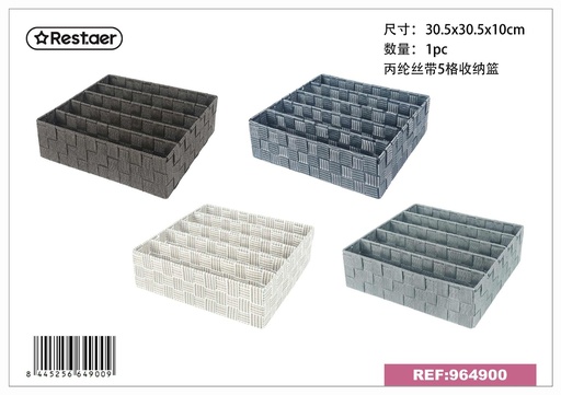 [964900] Cesta de almacenaje con 5 compartimentos 30.5*30.5*10CM - Artículos de hogar