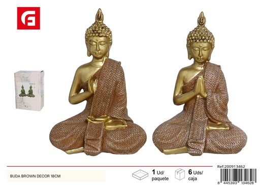 [200913462] Figura decorativa Buda marrón 18cm para el hogar