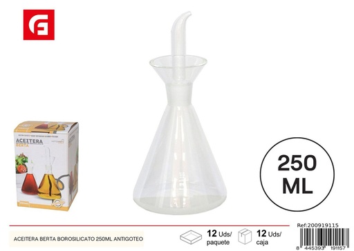 [A002046] Aceitera de borosilicato 250ml antigoteo para cocina