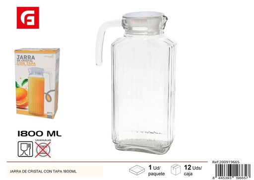 [200919665] Jarra de cristal con tapa 1800ml - Accesorios de cocina