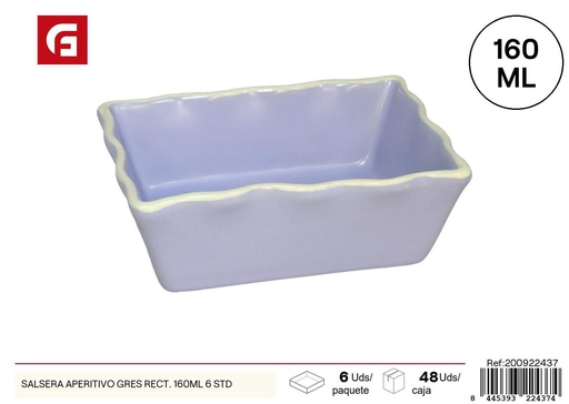[200922437] Salsiera aperitivo gres rectangular 160ml 6 std - Plato para salsa
