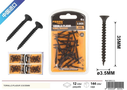 [00111] Tornillo Pladur negro 3.5*35mm - Ferretería y tornillos