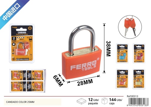 [00313] Candado color 25mm - Ferretería y seguridad