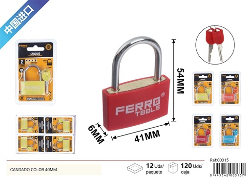 [00315] Candado color 40mm para seguridad