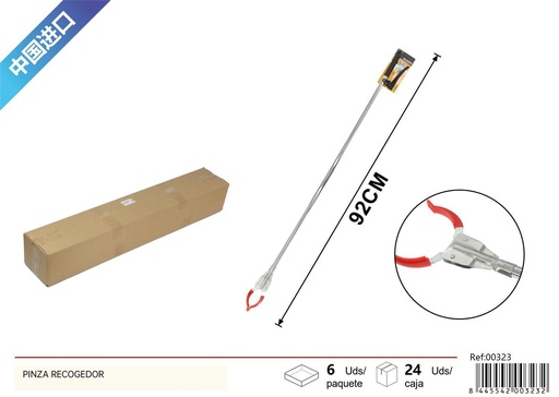 [00323] Pinza recogebasura de acero inoxidable 16x0.25mmx92cm