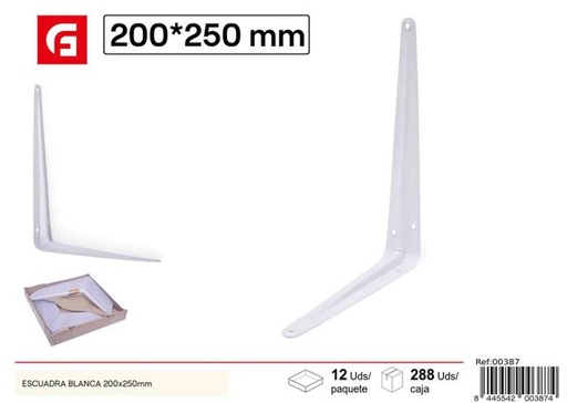 [00387] Escuadra blanca 200x250mm para sujeción y fijación