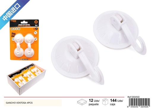 [00450]  Gancho ventosa 4 pcs - Colgadores de ferretería