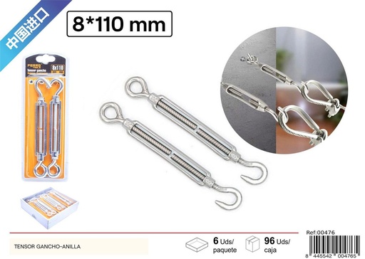 [00476] Tensor gancho-anilla 8x110mm 2pcs - Ferretería