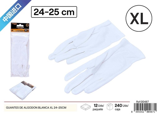 [00487] Guantes de algodón blancos XL 24-25 cm - Herramientas de trabajo
