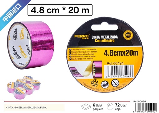 [00494] Cinta adhesiva metalizada fucsia 4.8x20m para manualidades y reparaciones