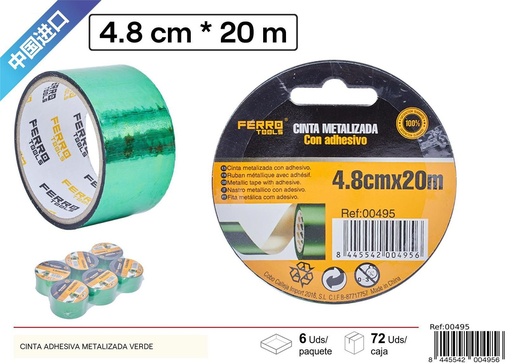 [00495] Cinta adhesiva metalizada verde 4.8*20 m - Ferretería y herramientas