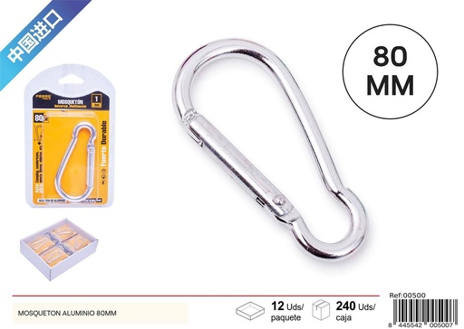 [00500] Mosquetón de aluminio 80 mm 1 pc - Accesorios de ferretería