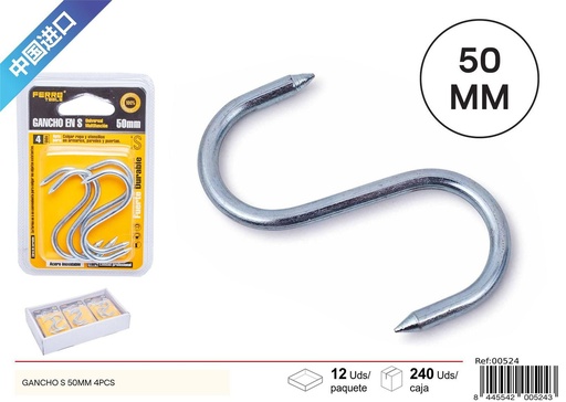 [00524] Gancho S 50 mm 4 pcs - Ganchos colgadores