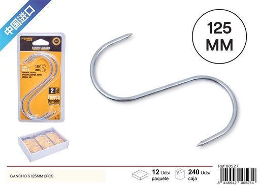 [00527] Gancho S puntiagudo 125 mm (set de 2) - Accesorios de ferretería