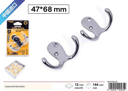 [00535] Ganchos perchero de metal 2 piezas - Ferretería