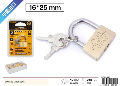 [00546]  Candado de latón 30 mm - Accesorios de ferretería