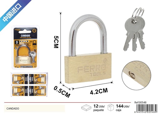 [00548] Candado de latón 50mm para seguridad y protección