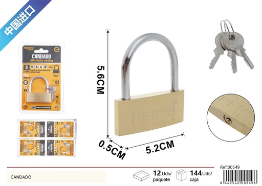 [00549] Candado de latón 60mm - Ferretería y cerrajería