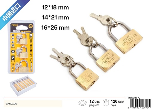 [00572] Set de candados de cobre 3uds para seguridad