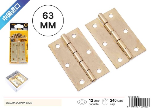 [00623] Bisagra dorada de 63mm - Ferretería y bisagras