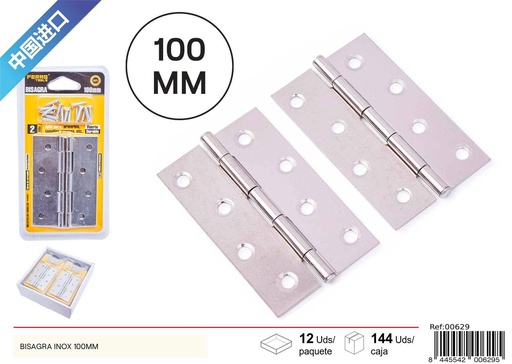 [00629] Bisagra inox 100mm para puertas y muebles