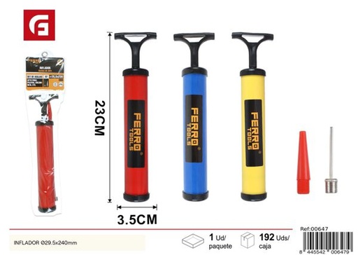 [00647] Inflador de balón Ø29.5x240mm para deportes y bicicletas