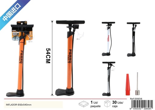 [00656] Inflador Ø32x540mm - Bomba de aire para bicicleta