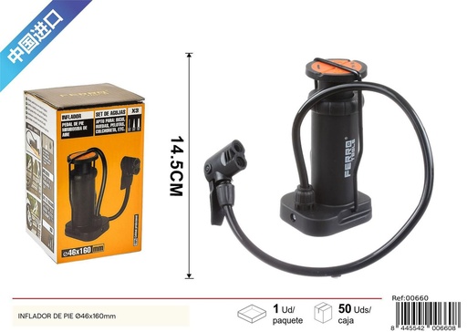 [00660] Inflador de pie Ø46x160mm - Accesorios de bicicleta