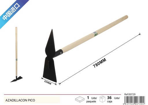 [00729] Azadilla con pico 75cm con mango de madera