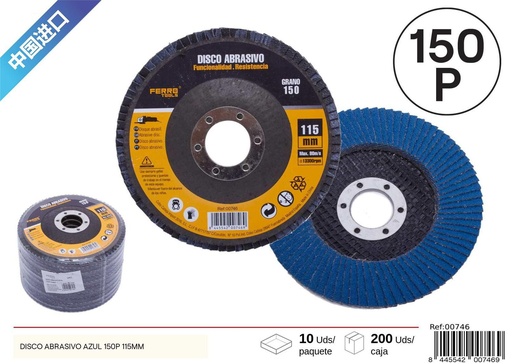 [00746] Disco abrasivo azul 150P 115mm para lijado